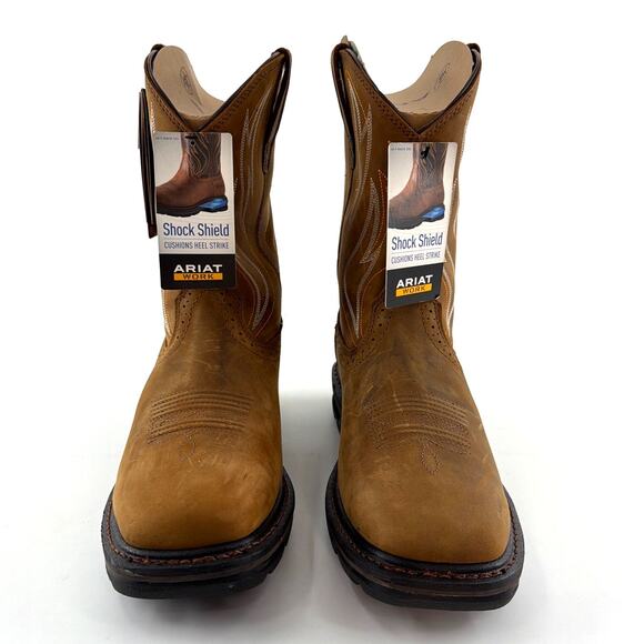 Ariat Men's Distressed Brown Sierra Shock Shield Waterproof Work Boots Size 10D - Picture 5 of 13